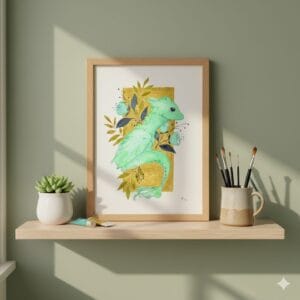 Gardien des Bois Émeraude - Dragon aquarelle