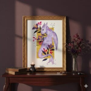 Gardien des Crépuscules Améthyste - Dragon aquarelle